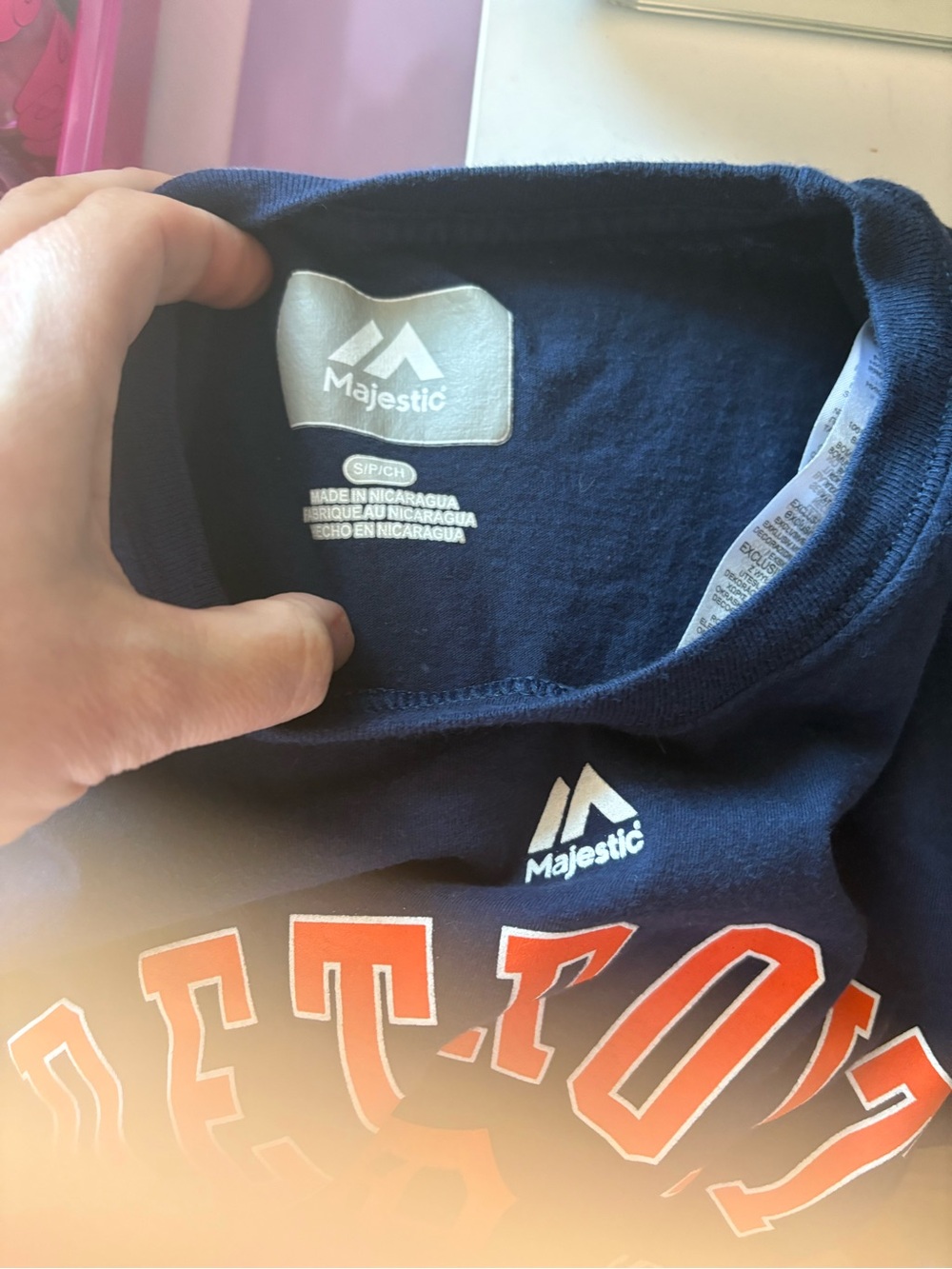 Majestic Navy Detroit tigers 🐅 Graphic long sleeve Tee